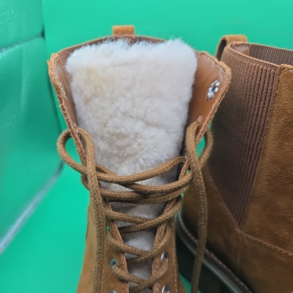 Anthropologie Bernardo Wmns Selena Shearling Lined Lace-Up Ankle Boots 9M Suede - Picture 9 of 16